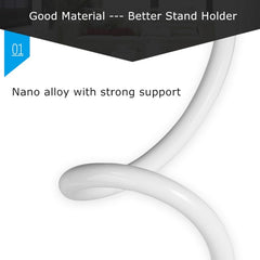 UBN-46 Normale Version Drehbarer und Abnehmbarer Lazy Desktop Nachttischständer Handyständer, Höhe: 90cm, 90cm Schwarz, 90cm Weiß