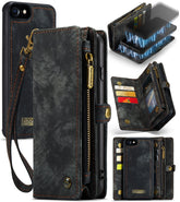 CaseMe for iPhone 8 & 7 Multifunctional Leather Billfold with Detachable Magnetic PC Back Protective Case & Holder & 10 Card Slots & 3 Cash Slots & 1 Zipper Wallet & 2 Photo Frames & 3 Magnetic Clasps