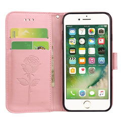 Funda de cuero con tapa con diseño de flores prensadas y rosas para iPhone 8 Plus y 7 Plus, con soporte, ranuras para tarjetas y billetera, para 8P y 7P