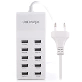 5V 2,4A / 2,1A / 1A 10-Port USB-Ladeadapter, EU-Stecker