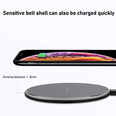 K8 15W Aluminum Alloy Round Desktop Wireless Charger with 1m Type-C Fast Charging Cable