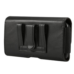 Lambskin Elastic Band Men 4.8 Inch Mobile Phone Universal Hanging Waist Leather Case with Card Slot