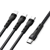 100W 6A Type-C to 8 Pin+Type-C+Micro USB Charging Data Cable, 1.3m