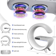 Altavoz Bluetooth inteligente N69 compatible con cargador inalámbrico, despertador y luz ambiental, enchufe de la UE, enchufe de la UE, N69 enchufe de la UE