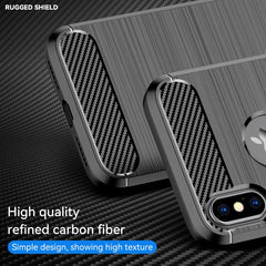 For iPhone X / XS Carbon Fiber TPU Brushed Texture Shockproof Protective Back Cover Case, For iPhone X / XS