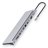 11 in 1 RJ45 + 87W PD + SD/TF + USBx3+ HDMI + VGA + 3.5mm AUX to Type-C HUB Adapter, 11 in 1