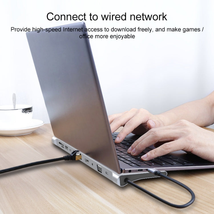 11 in 1 RJ45 + 87W PD + SD/TF + USBx3+ HDMI + VGA + 3.5mm AUX to Type-C HUB Adapter, 11 in 1 11 in 1 RJ45 + 87W PD + SD/TF + USBx3+ HDMI + VGA + 3.5mm AUX to Type-C HUB Adapter, 11 in 1