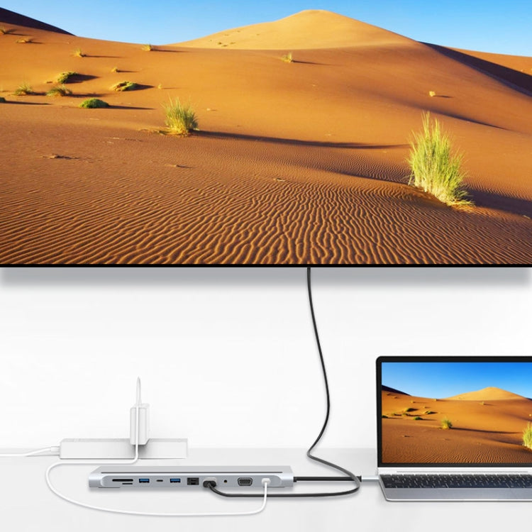 11 in 1 RJ45 + 87W PD + SD/TF + USBx3+ HDMI + VGA + 3.5mm AUX to Type-C HUB Adapter, 11 in 1 11 in 1 RJ45 + 87W PD + SD/TF + USBx3+ HDMI + VGA + 3.5mm AUX to Type-C HUB Adapter, 11 in 1