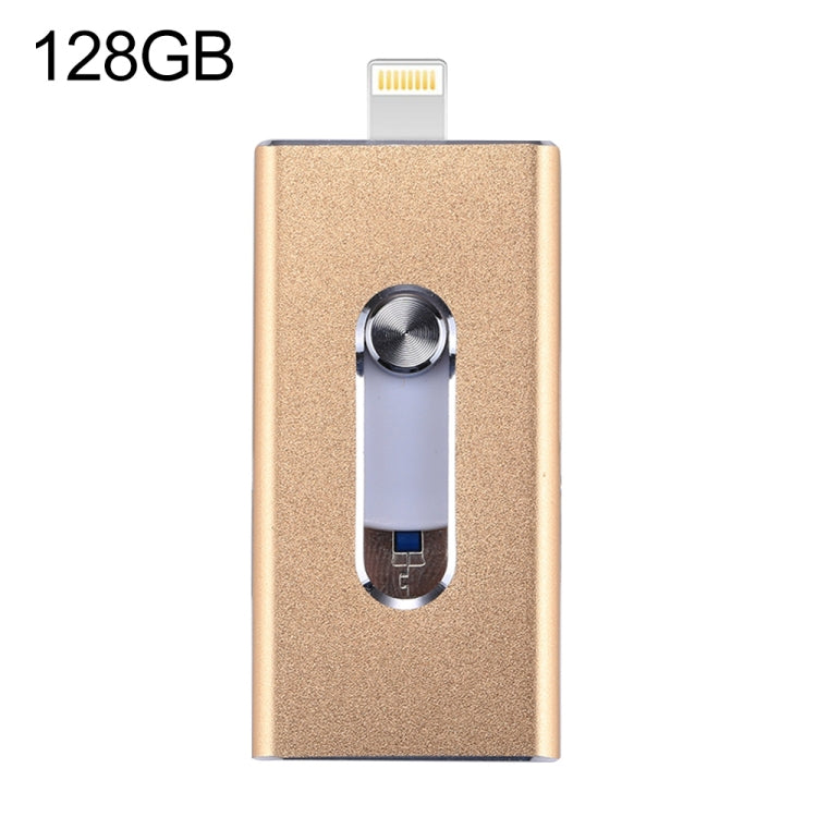 RQW-02 Unidad flash 3 en 1 USB 2.0, 8 pines y micro USB de 128 GB, RQW-02 dorada