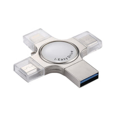 Unidad flash 4 en 1 RQW-11S USB 2.0 de 8 pines, micro USB y USB-C/Tipo-C de 128 GB, RQW-11S