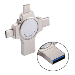 Unidad flash 4 en 1 RQW-11S USB 2.0 de 8 pines, micro USB y USB-C/Tipo-C de 128 GB, RQW-11S