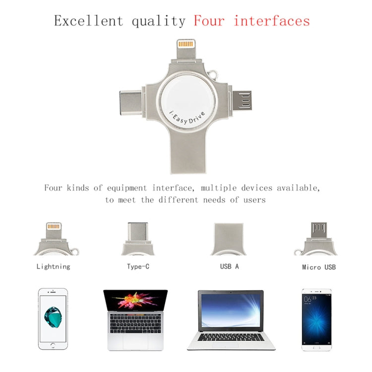 Unidad flash 4 en 1 RQW-11S USB 2.0 de 8 pines, micro USB y USB-C/Tipo-C de 128 GB, RQW-11S Unidad flash 4 en 1 RQW-11S USB 2.0 de 8 pines, micro USB y USB-C/Tipo-C de 128 GB, RQW-11S
