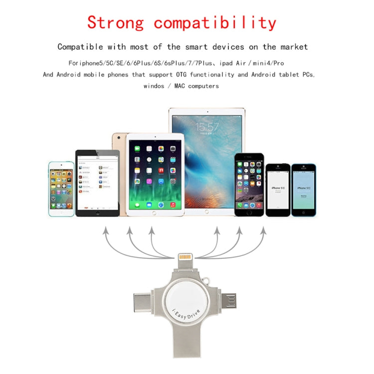 Unidad flash 4 en 1 RQW-11S USB 2.0 de 8 pines, micro USB y USB-C/Tipo-C de 128 GB, RQW-11S Unidad flash 4 en 1 RQW-11S USB 2.0 de 8 pines, micro USB y USB-C/Tipo-C de 128 GB, RQW-11S