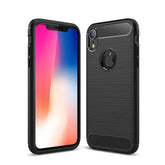 For iPhone XR Brushed Texture Carbon Fiber Shockproof TPU Protective Back Case, For iPhone XR