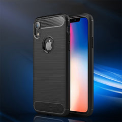 For iPhone XR Brushed Texture Carbon Fiber Shockproof TPU Protective Back Case, For iPhone XR