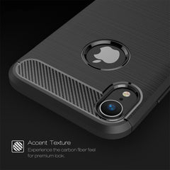 For iPhone XR Brushed Texture Carbon Fiber Shockproof TPU Protective Back Case, For iPhone XR
