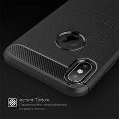 For iPhone XS Max Brushed Texture Carbon Fiber Shockproof TPU Protective Back Case, For iPhone XS Max