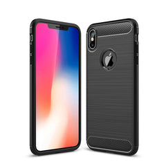 For iPhone XS Max Brushed Texture Carbon Fiber Shockproof TPU Protective Back Case, For iPhone XS Max