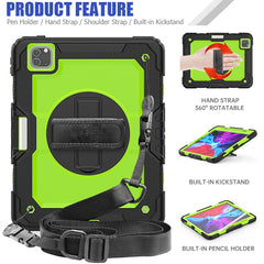 Para iPad Pro de 11 pulgadas (2018) / Pro de 11 pulgadas (2020) Funda protectora de gel de sílice negro a prueba de golpes + PC colorida con soporte, correa para el hombro, correa para la mano y ranura para bolígrafo, iPad Pro de 11 pulgadas (2018)