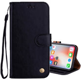 For iPhone X / XS Business Style Oil Wax Texture Horizontal Flip Leather Case with Holder & Card Slots & Wallet