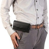 Lambskin Elastic Band Men 5.7-6.0 Inch Mobile Phone Universal Hanging Waist Leather Case with Card Slot, For iPhone XS Max / 8 Plus / 7 Plus / Honor 8X and Other 5.7-6.0 Inch Mobile Phones