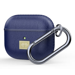 Funda protectora de cuero con textura para auriculares AirPods 3 y gancho