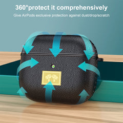 Funda protectora de cuero con textura para auriculares AirPods 3 y gancho