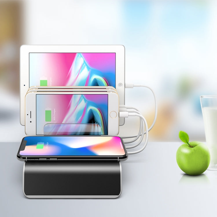 UD09 4 USB Ports Qi Standard Wireless Charger Phone Desktop Stand Holder, UK Plug UD09 4 USB Ports Qi Standard Wireless Charger Phone Desktop Stand Holder, UK Plug
