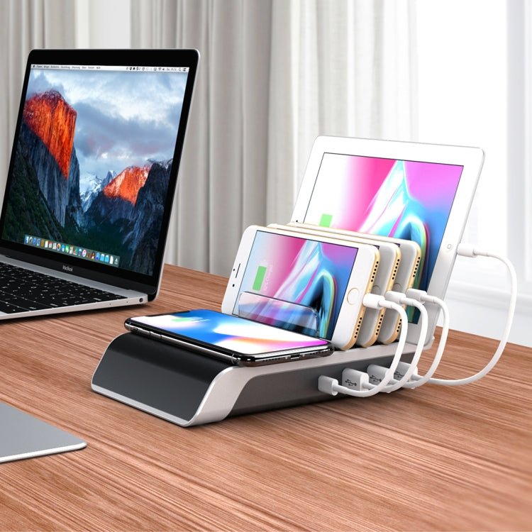 UD09 4 USB Ports Qi Standard Wireless Charger Phone Desktop Stand Holder, UK Plug UD09 4 USB Ports Qi Standard Wireless Charger Phone Desktop Stand Holder, UK Plug