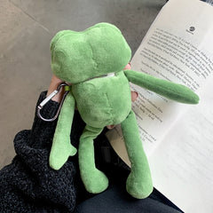 Funda protectora para auriculares AirPods 1/2 con forma de rana triste de peluche y gancho