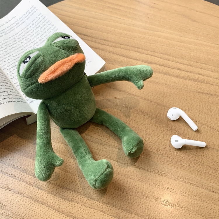 Funda protectora para auriculares AirPods 1/2 con forma de rana triste de peluche y gancho Funda protectora para auriculares AirPods 1/2 con forma de rana triste de peluche y gancho