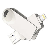 S29 3 in 1 256GB Micro USB + USB + 8 Pin Interface Metal Twister Flash Disk, 256G