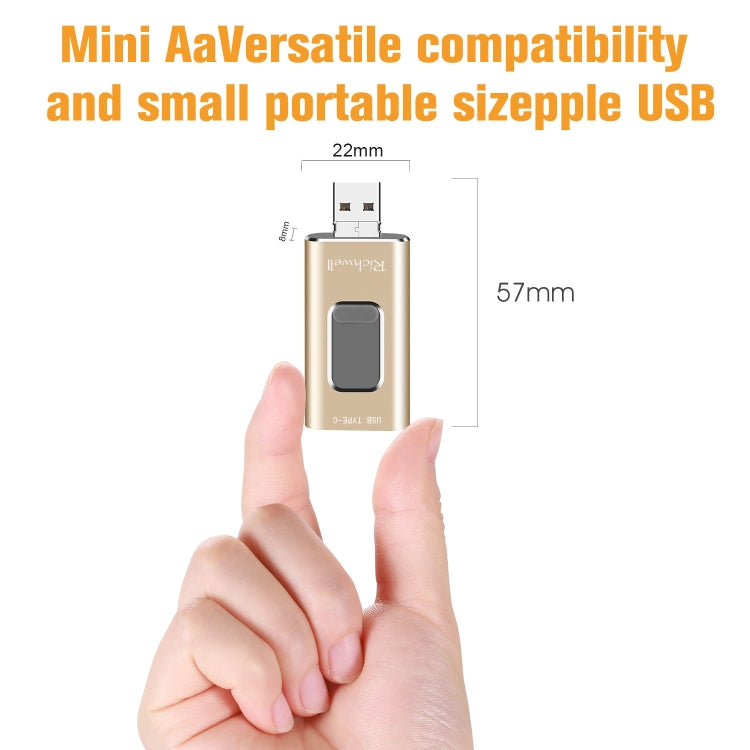 Richwell 3 in 1 128G Typ-C + 8 Pin + USB 3.0 Metall Push-Pull Flash Disk mit OTG Funktion Richwell 3 in 1 128G Typ-C + 8 Pin + USB 3.0 Metall Push-Pull Flash Disk mit OTG Funktion
