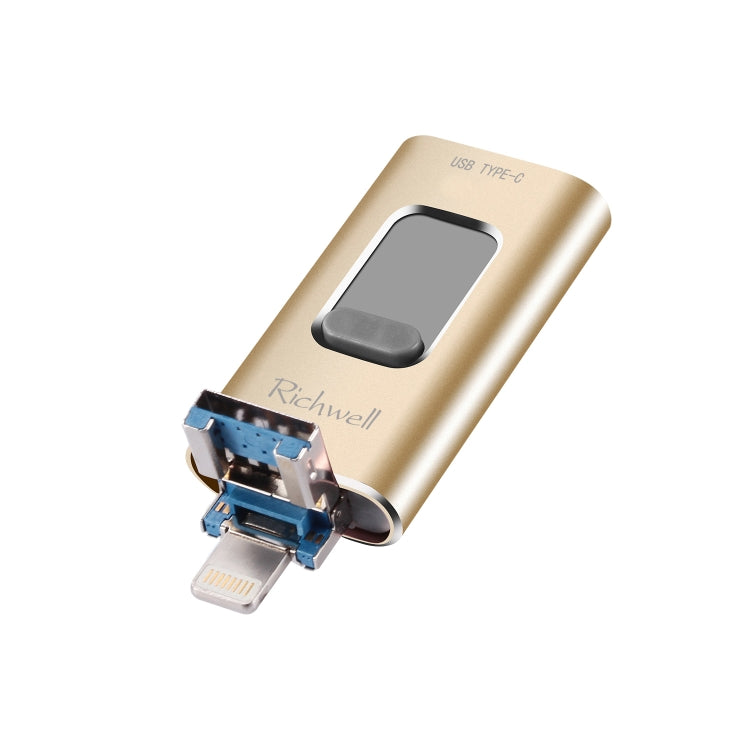 Richwell 3 in 1 128G Typ-C + 8 Pin + USB 3.0 Metall Push-Pull Flash Disk mit OTG Funktion Richwell 3 in 1 128G Typ-C + 8 Pin + USB 3.0 Metall Push-Pull Flash Disk mit OTG Funktion