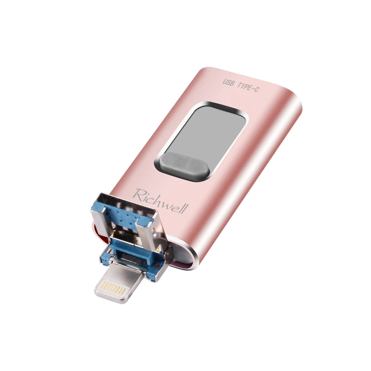 Richwell 3 in 1 128G Typ-C + 8 Pin + USB 3.0 Metall Push-Pull Flash Disk mit OTG Funktion Richwell 3 in 1 128G Typ-C + 8 Pin + USB 3.0 Metall Push-Pull Flash Disk mit OTG Funktion