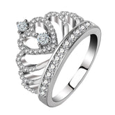 Princess Queen Crown-shaped Platinum Plated Zircon Ring, US Size: 5, Diameter: 15.7mm, Perimeter: 49.3mm