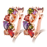 1 Pair Colorful Zircon Earrings Stud Jewelry For Women And Girls