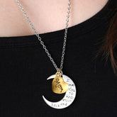 Half-Moon-Shaped Alloy Plated Pendant Necklace With Greetings Engraved At The Backside For Family, Diameter 3cm, Perimeter 9.4cm(Silver+Gold For mam)