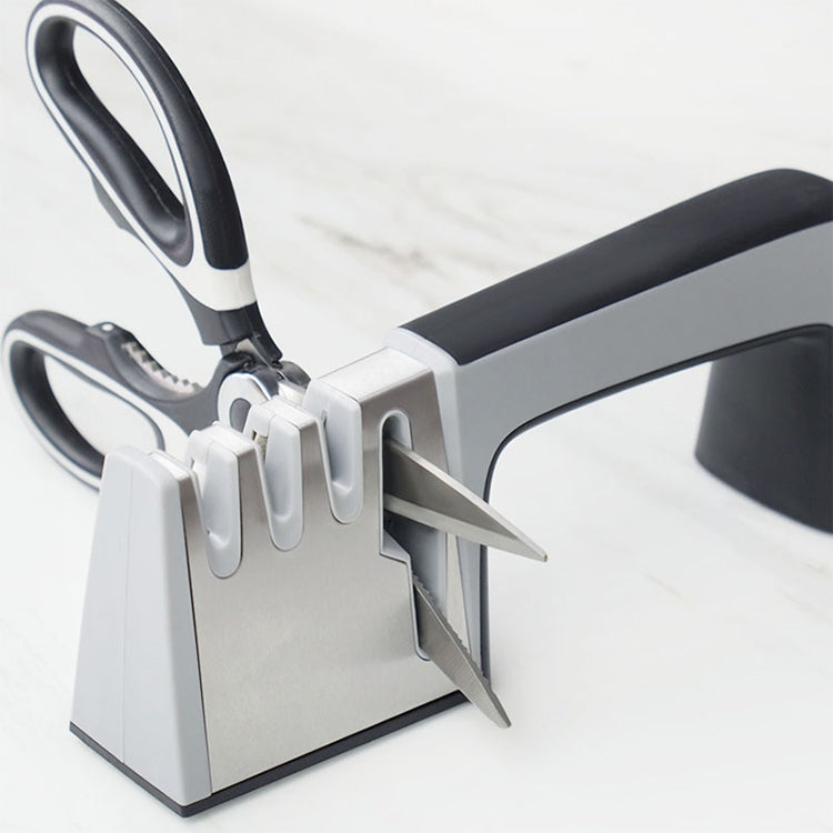 4 in 1 Stainless Steel Knife Sharpener Four Section Hand-held Quick Sharpening Tool with Non Slip Handle, 4 in 1 (Black), 4 in 1 (Red) 4 in 1 Stainless Steel Knife Sharpener Four Section Hand-held Quick Sharpening Tool with Non Slip Handle, 4 in 1 (Black), 4 in 1 (Red)