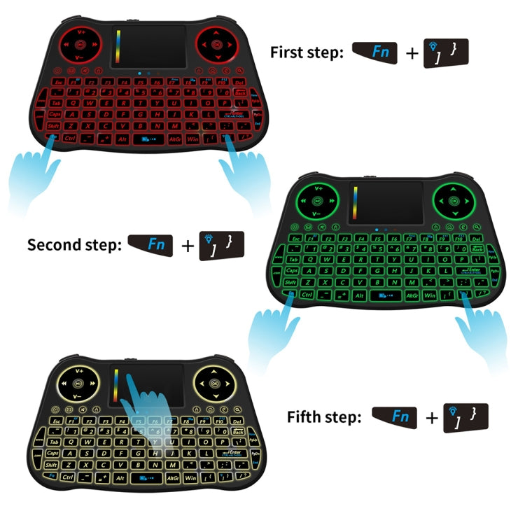 MT08 2.4GHz Mini Wireless Air Mouse QWERTY Keyboard with Colorful Backlight & Touchpad & Multimedia Control for PC, TV, MT08 MT08 2.4GHz Mini Wireless Air Mouse QWERTY Keyboard with Colorful Backlight & Touchpad & Multimedia Control for PC, TV, MT08