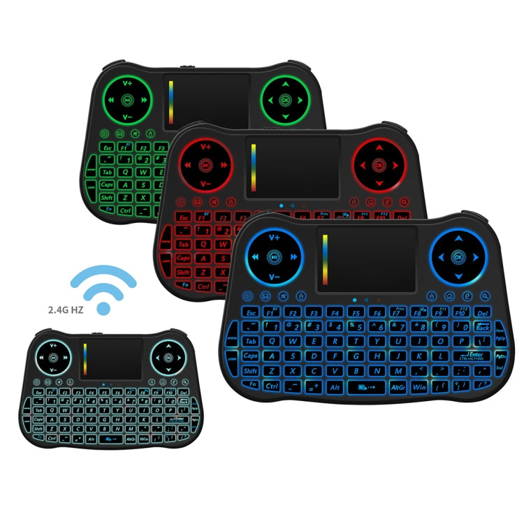 MT08 2.4GHz Mini Wireless Air Mouse QWERTY Keyboard with Colorful Backlight & Touchpad & Multimedia Control for PC, TV, MT08 MT08 2.4GHz Mini Wireless Air Mouse QWERTY Keyboard with Colorful Backlight & Touchpad & Multimedia Control for PC, TV, MT08