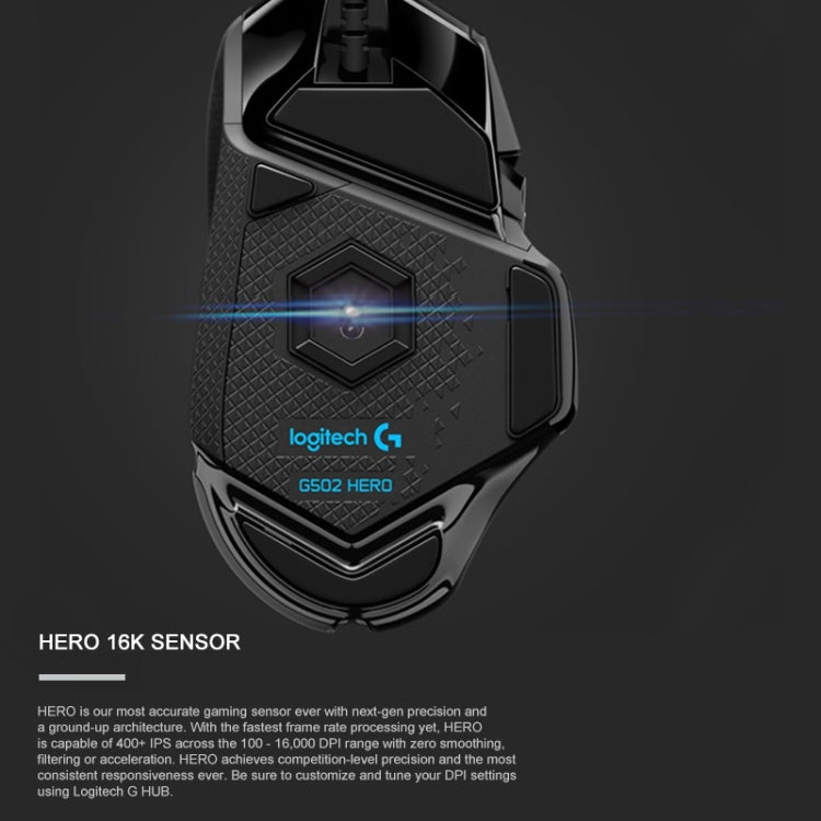 Logitech G502 HERO Wired Gaming Mouse with 11 Buttons, Length: 2.1m Logitech G502 HERO Wired Gaming Mouse with 11 Buttons, Length: 2.1m