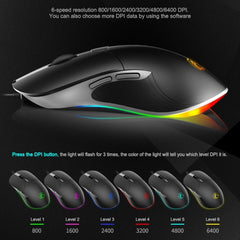 Ratón con cable iMICE X6, ratón para juegos RGB colorido de 6 botones, X6