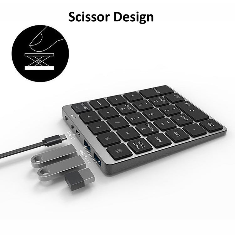 N970 Pro Dual Modes Aluminum Alloy Rechargeable Wireless Bluetooth Numeric Keyboard with USB HUB N970 Pro Dual Modes Aluminum Alloy Rechargeable Wireless Bluetooth Numeric Keyboard with USB HUB