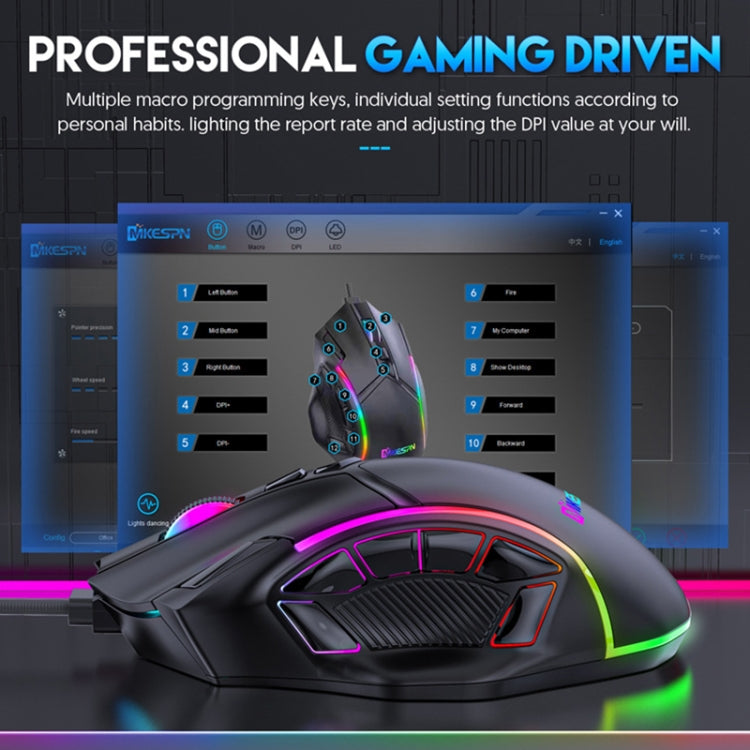 MKESPN X15 Full Speed 12800DPI 12 Buttons Macro Definition RGB Wired Mouse, x15 MKESPN X15 Full Speed 12800DPI 12 Buttons Macro Definition RGB Wired Mouse, x15