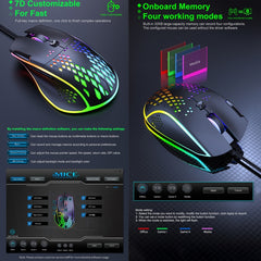 Ratón para juegos iMICE T97 con luz LED RGB, USB, 7 botones, 7200 DPI, con cable