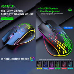 Ratón para juegos iMICE T97 con luz LED RGB, USB, 7 botones, 7200 DPI, con cable