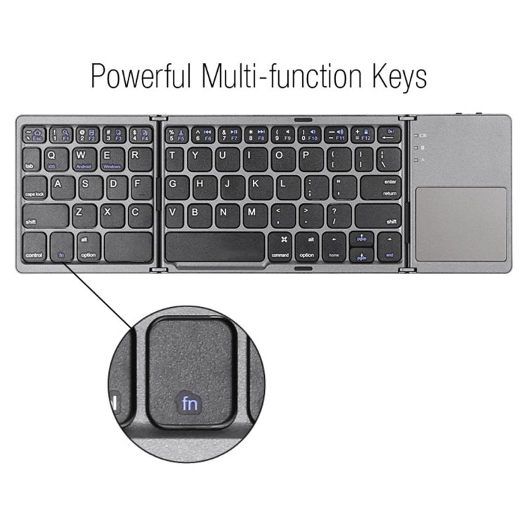 B033 Rechargeable 3-Folding 64 Keys Bluetooth Wireless Keyboard with Touchpad B033 Rechargeable 3-Folding 64 Keys Bluetooth Wireless Keyboard with Touchpad