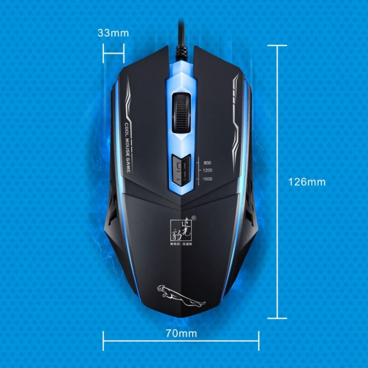 Chasing Leopard 199 USB 1600DPI Three-speed Adjustable LED Backlight Wired Optical Gaming Mouse, Length: 1.3m Chasing Leopard 199 USB 1600DPI Three-speed Adjustable LED Backlight Wired Optical Gaming Mouse, Length: 1.3m