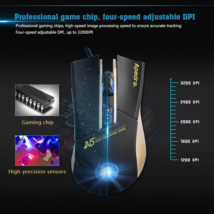 Ratón para juegos de alta precisión Apedra iMICE A5, luz LED de cuatro colores controlada por respiración, USB, 7 botones, 3200 DPI, ratón óptico para juegos con cable para computadora, PC, portátil, iMICE A5 Ratón para juegos de alta precisión Apedra iMICE A5, luz LED de cuatro colores controlada por respiración, USB, 7 botones, 3200 DPI, ratón óptico para juegos con cable para computadora, PC, portátil, iMICE A5